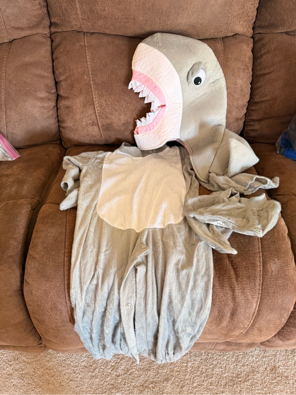 Unbranded Kids Shark Costume - Gray with Pink Mouth